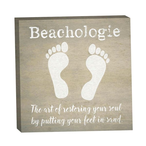 Beachologie Restoring Your Soul Painted by Grotto Studios 1-Piece Unframed Graphic Print Typography 16 in. x 16 in.