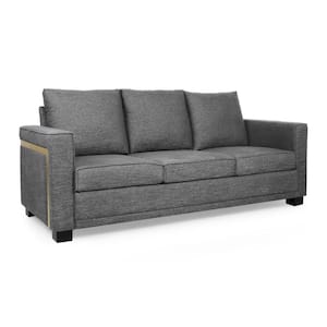Stillmore 80.25 in. Charcoal and Dark Brown Polyester 3-Seats Fabric Sofa