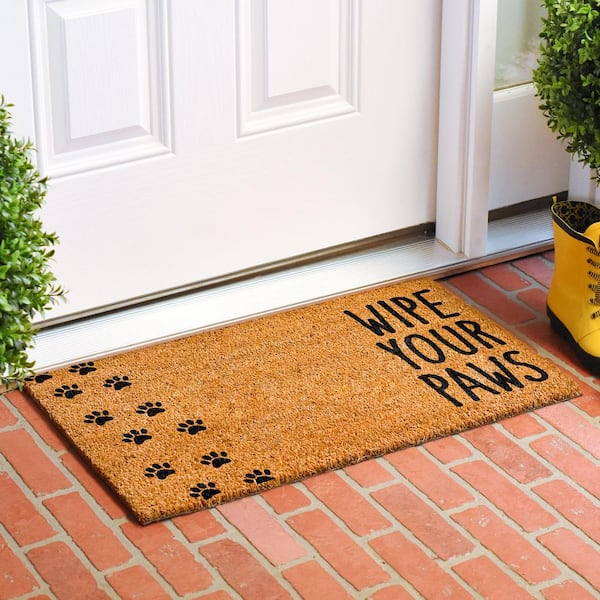 Calloway Mills Vertical Hello Outdoor Coir Doormat, 24 x 36, Brown 