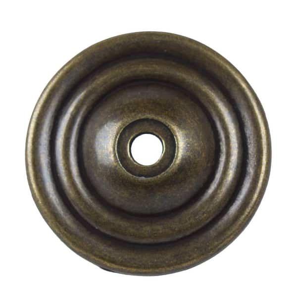 1-1/2 in. Antique Brass Round Thin Classic Cabinet Knob Backplate (10-Pack)