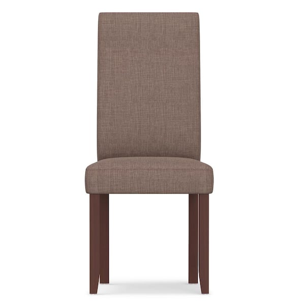 Acadian Transitional Parson Dining Chair in Light Mocha Linen Look Fabric (Set of 2)