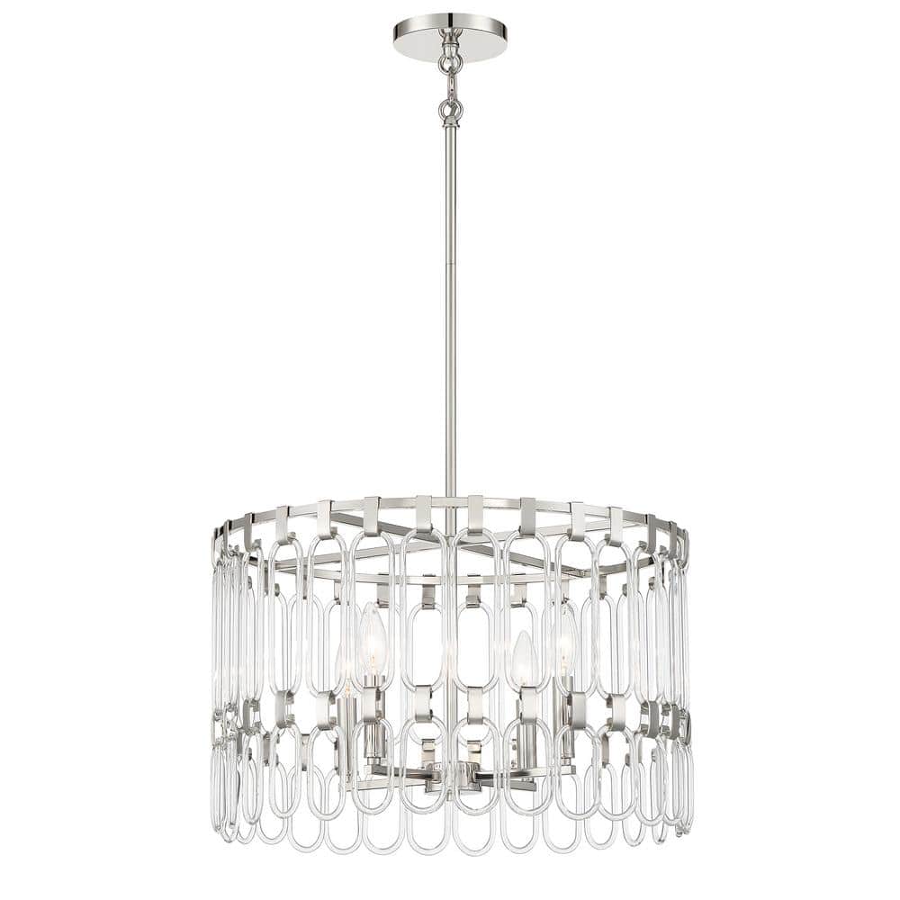 Charming 4-Light Polished Nickel Cage Pendant to Semi-Flush Mount with Clear Glass Accents price history on PriceWatchPro