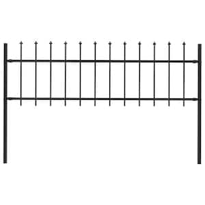 66.9 in. L x 43.3 in. H Black Steel Garden Fence Decorative Fence with Spear Top