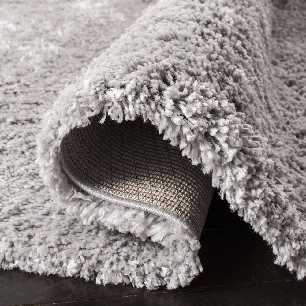 Luxe Plush Gray Shag Area Rug, Synthetic Easy Care, 4' x 6'