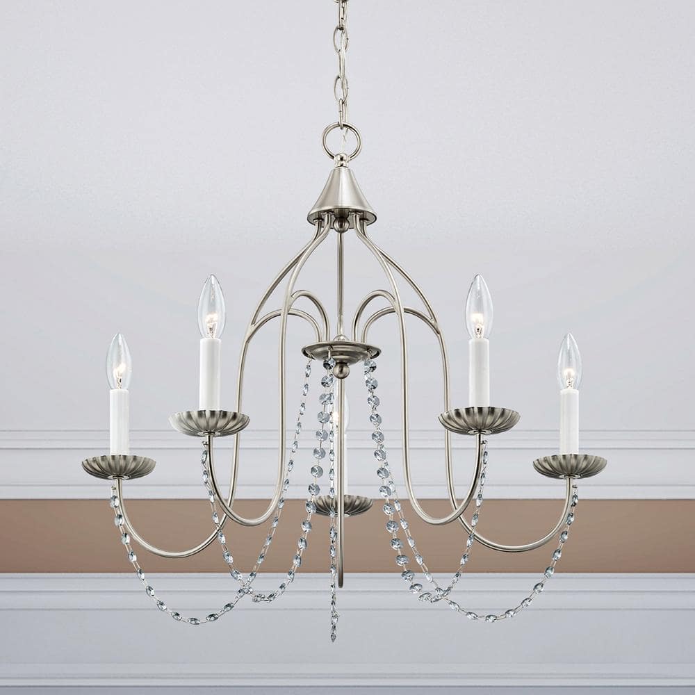 Alessia Brushed Nickel 5-Light Crystal Chandelier