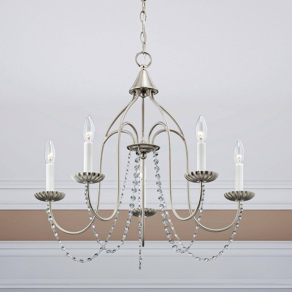 Alessia Brushed Nickel 5-Light Crystal Chandelier