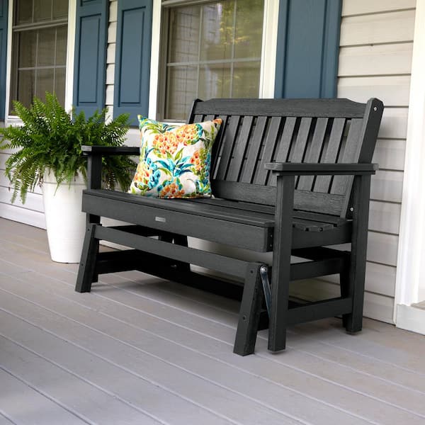 Lehigh 48 in. 2-Person Black Recyled Plastic Outdoor Glider