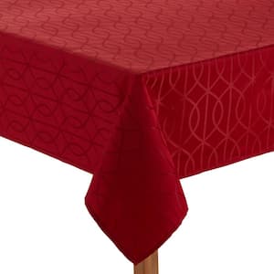 Branson Teflon Treated Jacquard Tablecloth, Red, Tablecloth, (60 in. X 120 in.)