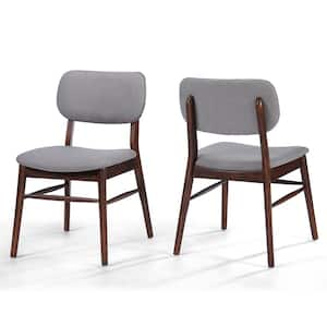 Colette Light Grey and Walnut Finished Upholstered Dining Chairs (Set of 2)