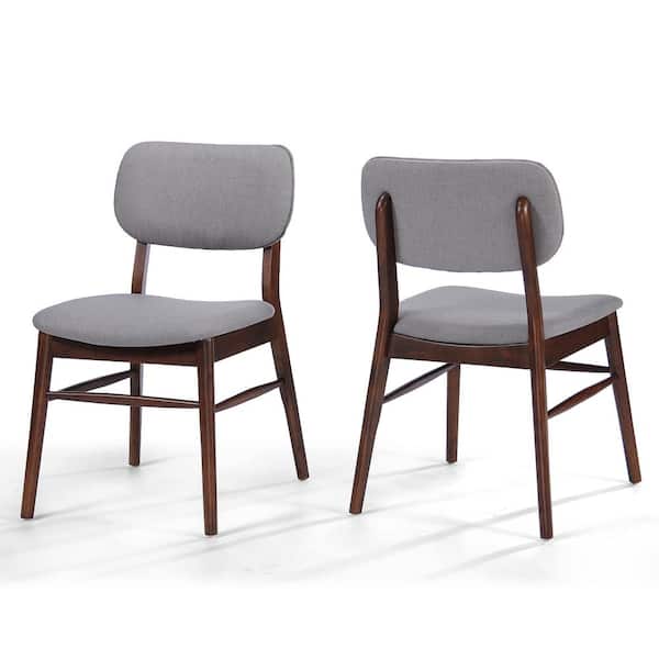 Unbranded Colette Light Grey and Walnut Finished Upholstered Dining Chairs (Set of 2)