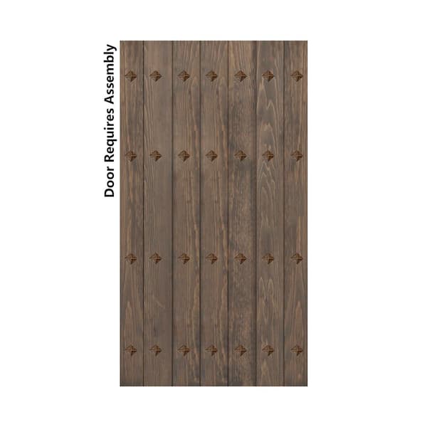 ISLIFE Mid-Century New Style 42 in. x 84 in. Smoky Gray DIY Solid Wood Sliding Barn Door Slab