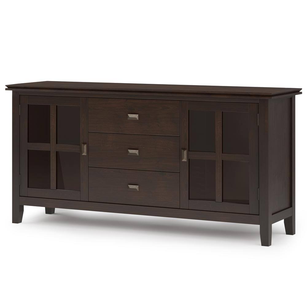 Artisan Dark Chestnut Brown Solid Wood Sideboard Buffet