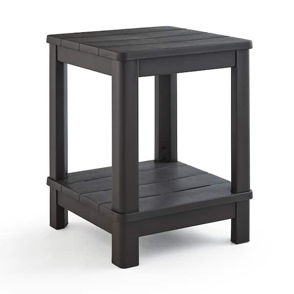 Keter Deluxe 20 in. Resin Brown Square Patio Side Table With