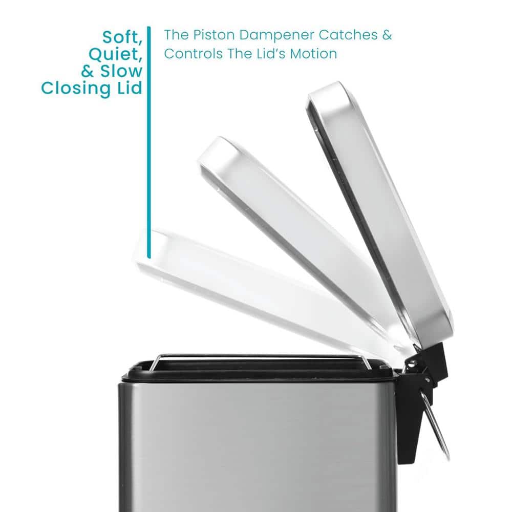 Slim Silver Stainless Steel 1.3 Gallon Step Trash Can