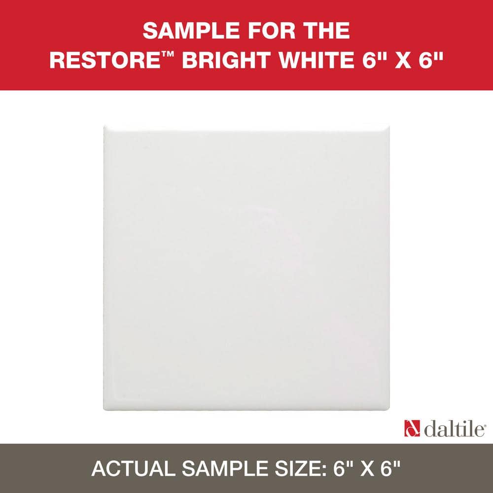 Restore 6 in. x 6 in. Bright White Ceramic Wall Tile Sample
