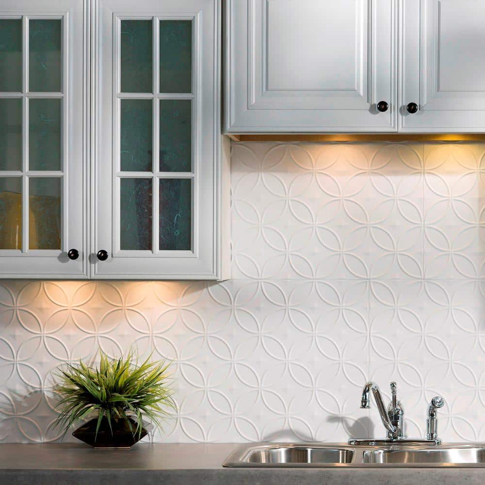 Matte White Vinyl Decorative Backsplash Kit 15 sq ft