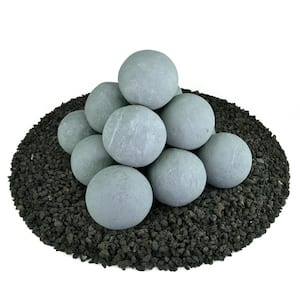 4 in. Set of 14 Ceramic Fire Balls in Pewter Gray
