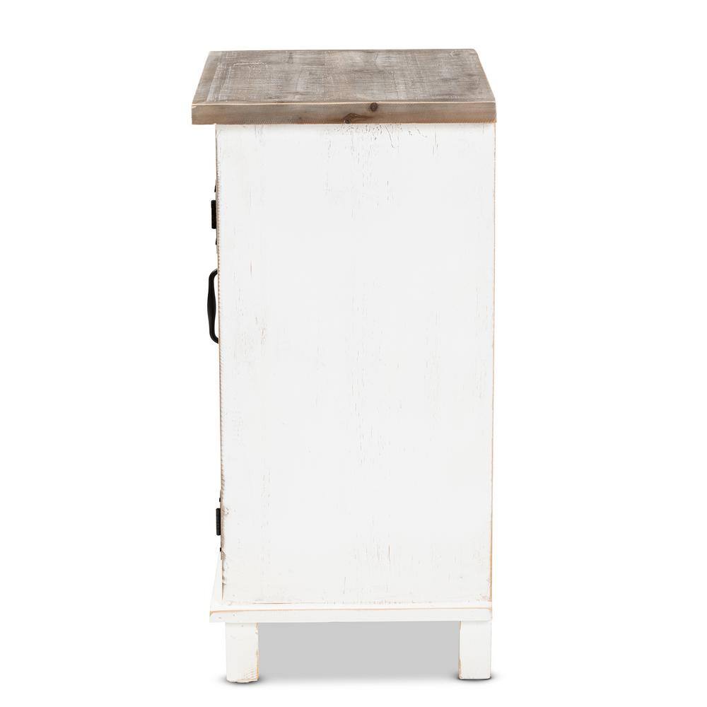 Faron Vintage Two-Tone Wood Nightstand with Metal Accents