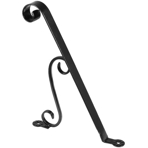 VEVOR 18 in. L x 14 in. H Porch Handrail Wrought Hand Rail Staircase Railing 1 or 2 Stairs Steps Wrought Iron Handrail