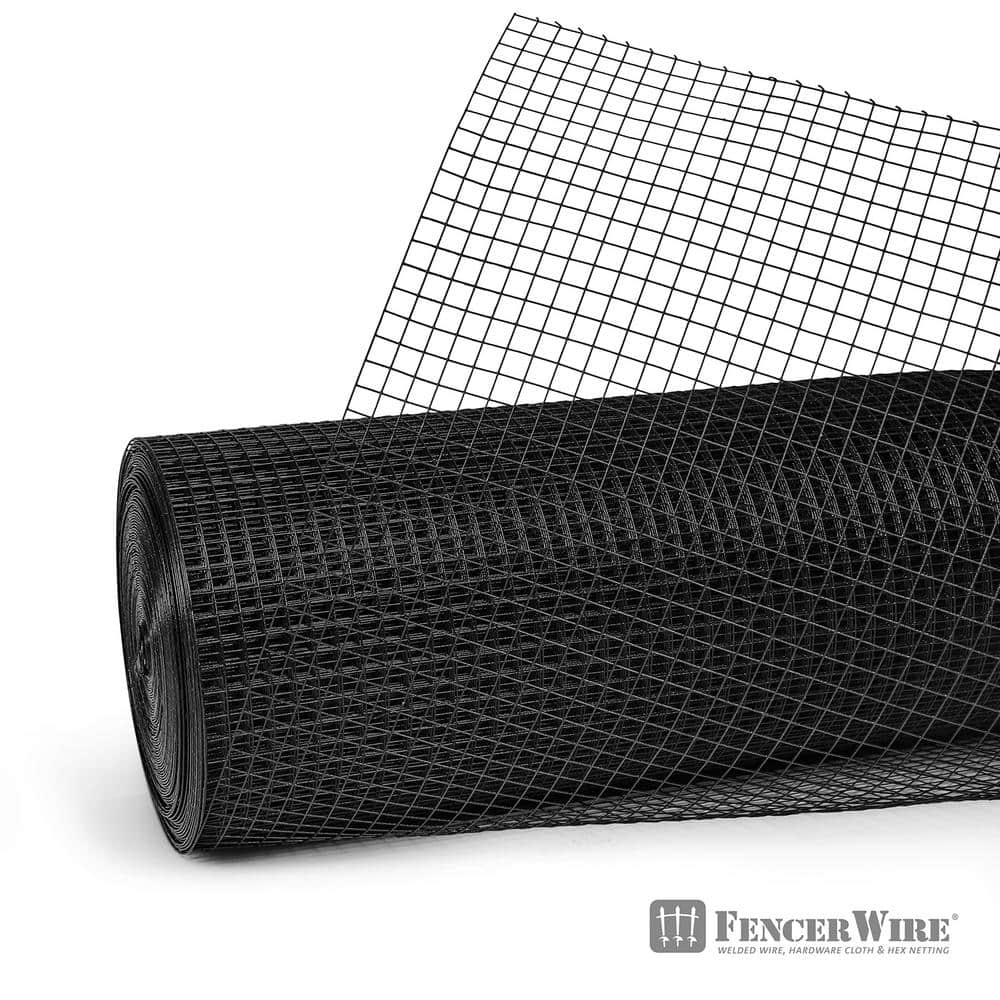 Black Vinyl Coated Welded Wire Fence Roll, 19 Gauge, 3 ft x 5 ft