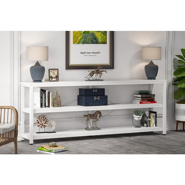 TRIBESIGNS WAY TO ORIGIN Benjamin Brown 70.9 in. Long Console Sofa Table, 2  Tier Narrow Industrial Behind Couch Bar Table Storage Shelves  HD-XK00148-WZZ - The Home Depot