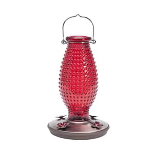 Red Hobnail Decorative Glass Hummingbird Feeder - 16 oz. Capacity