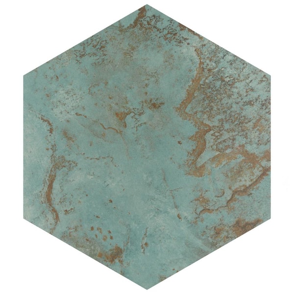 Merola Tile Zinc Hex Green 9-7/8 in. x 11-1/4 in. Porcelain Floor and Wall Take Home Tile Sample