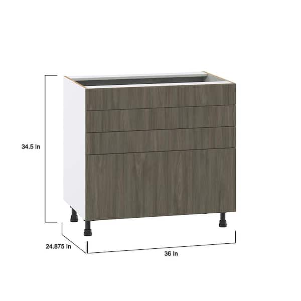 J COLLECTION Medora textured 36 in. W x 24 in. D x 34.5 in. H in Slab Assembled Base Kitchen Cabinet for Cooktop with 3 Drawers