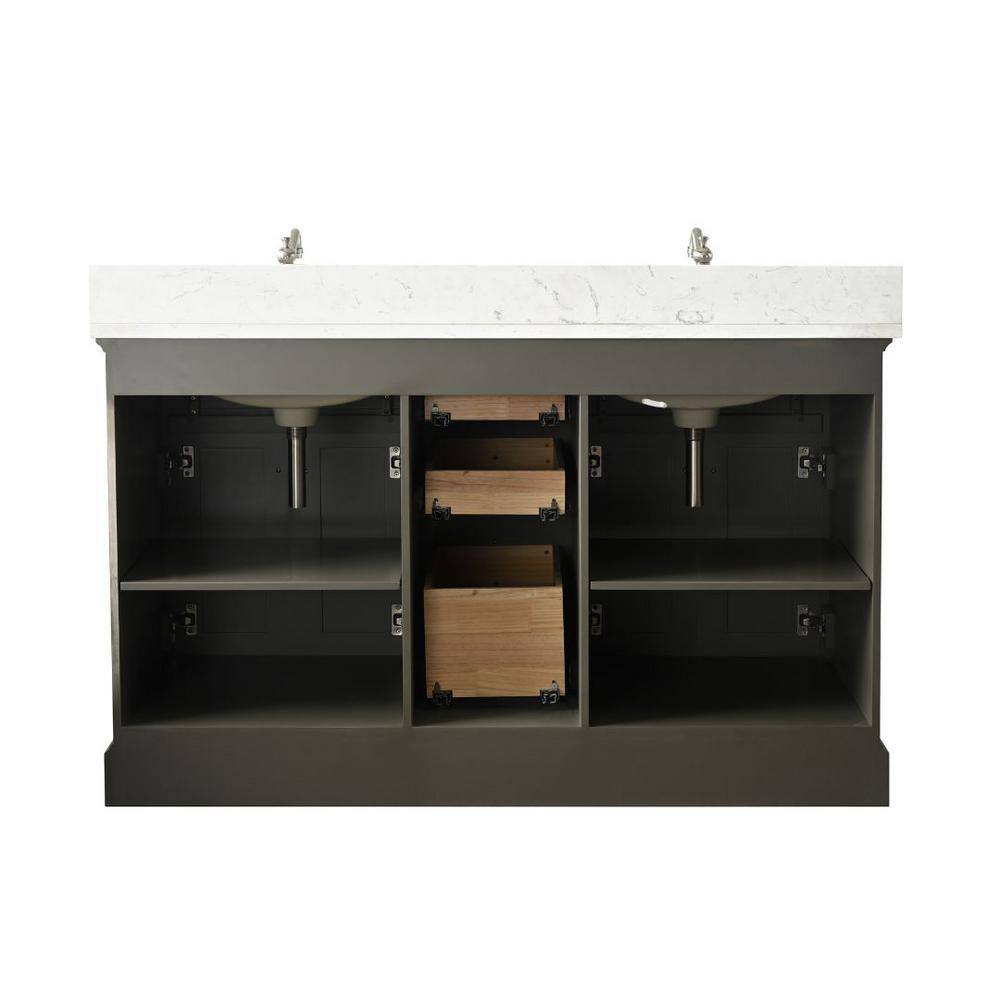 Thompson 54" Silver Gray Double Sink Freestanding Vanity
