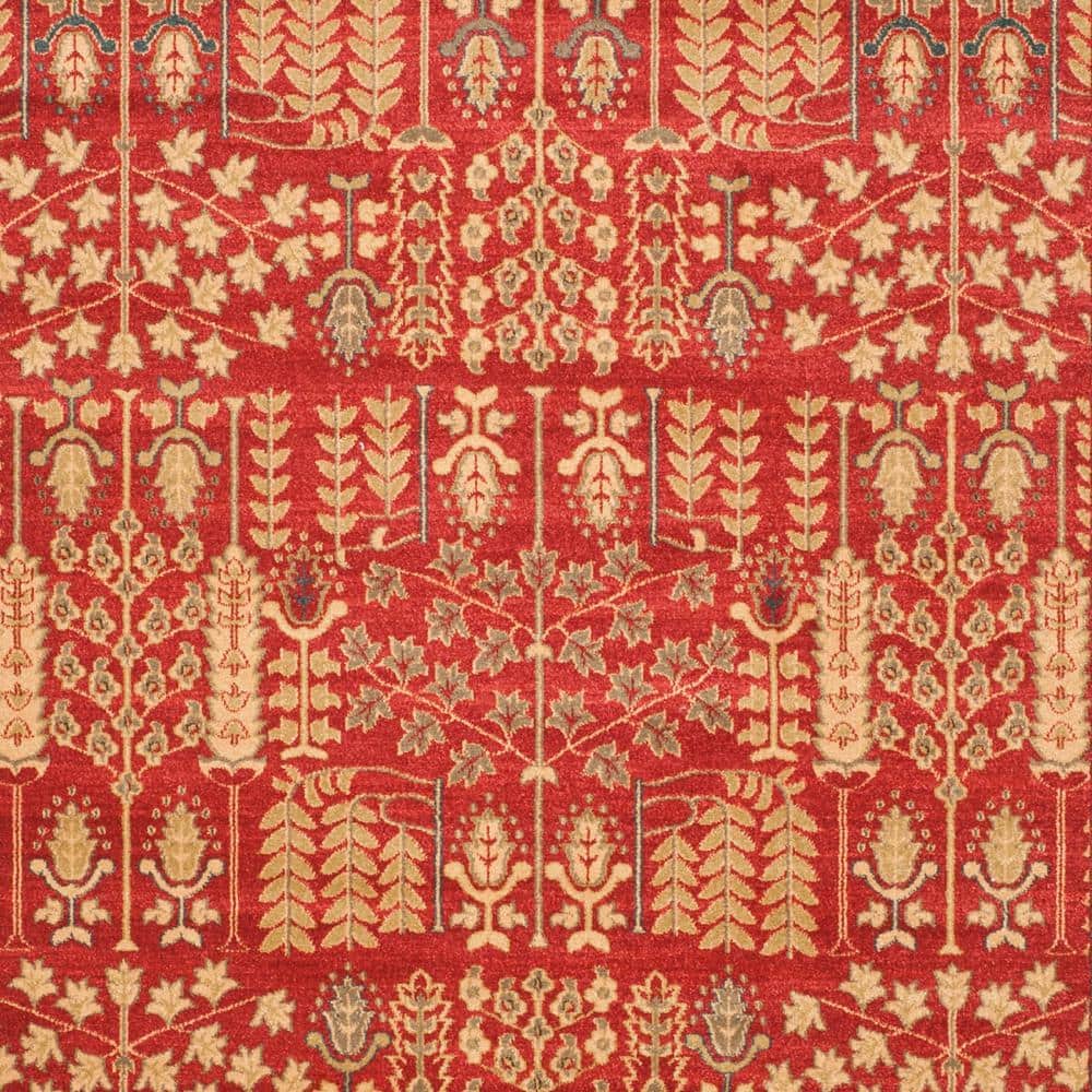 Hand-Knotted Red and Natural Synthetic Area Rug, 8' x 11'