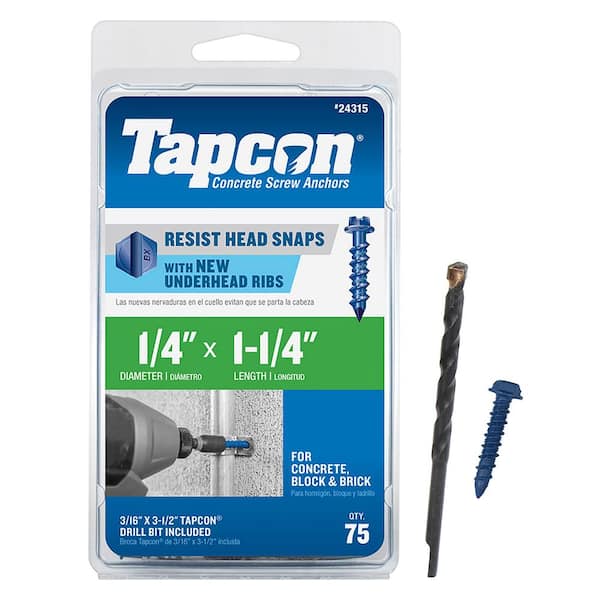 Tapcon 1/4 in. x 1-1/4 in. Hex-Washer-Head Concrete Anchors (75-Pack)