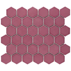 Tribeca 2 in. Hex Glossy Blush 11-1/8 in. x 12-5/8 in. Porcelain Floor and Wall Mosaic Tile (9.96 sq. ft./Case)