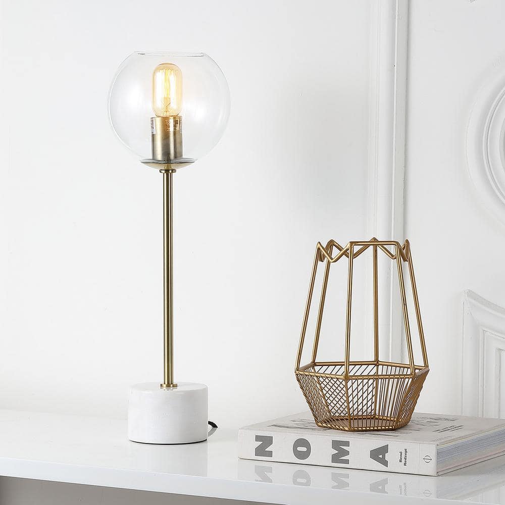Caden 22.25 in. Brass Gold/White Table Lamp with Open Globe Shade price history on PriceWatchPro