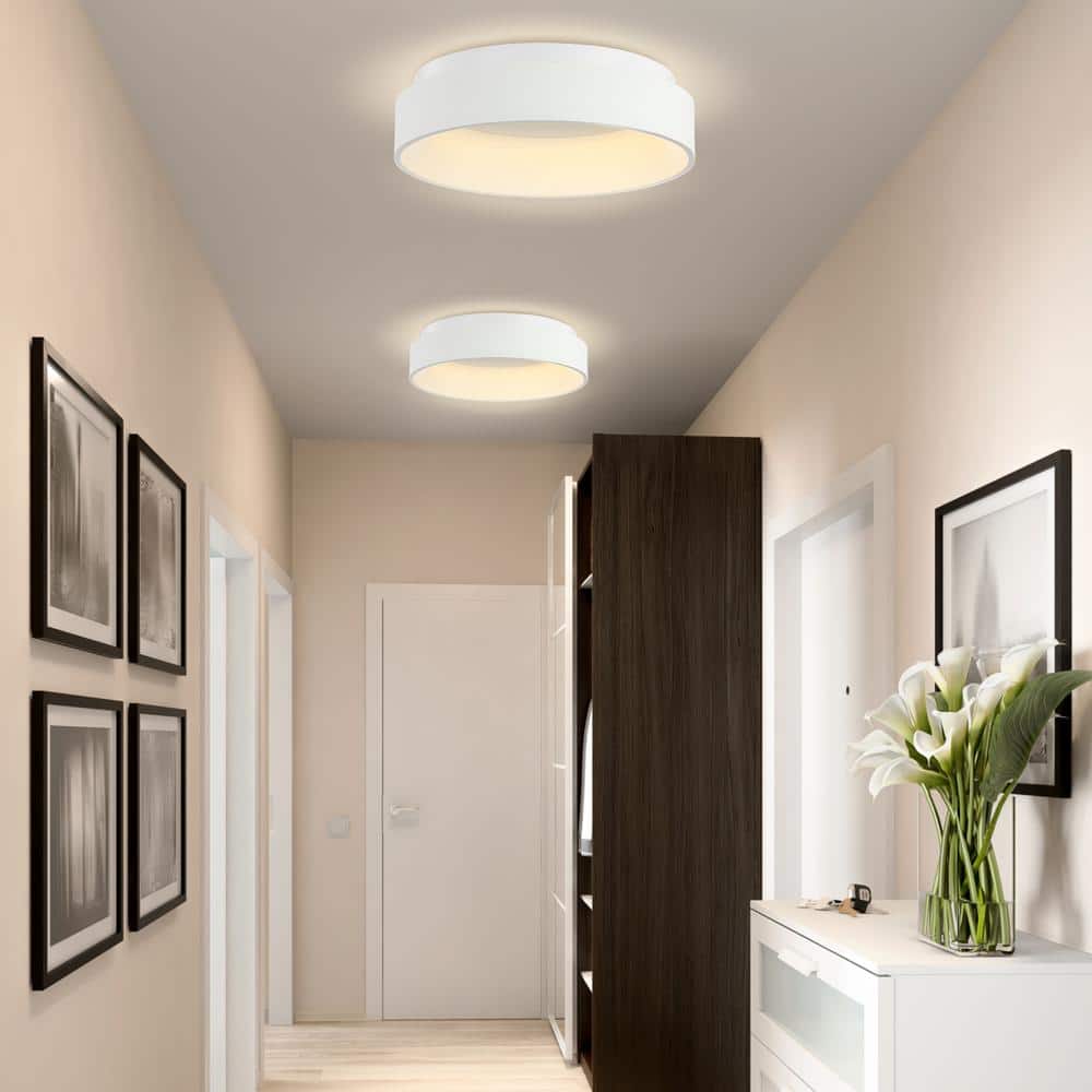 White Metal 17.75" LED Flush Mount Ceiling Light