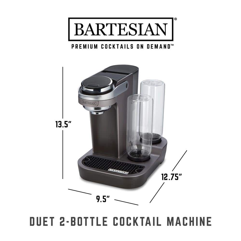 Bartesian Gray Digital Cocktail Blender with Glass Bottles