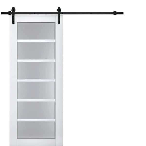 Sartodoors Assembly Required 42 in. x 80 in. 1-Panel Frosted Glass ...