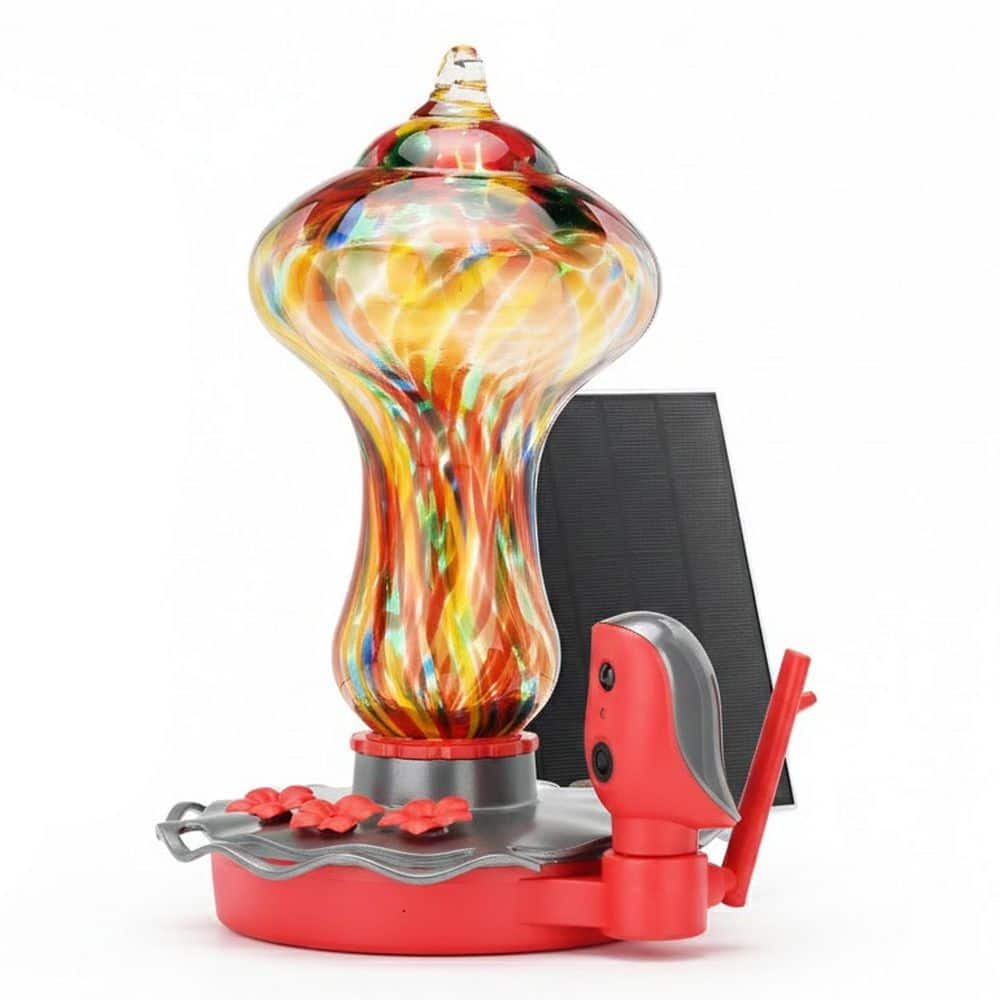 Red Finish Glass Hanging Smart Hummingbird Feeder AI Bird Detection Leakproof Ant Moat for Hummingbirds 26oz w/ 4 Ports price history on PriceWatchPro