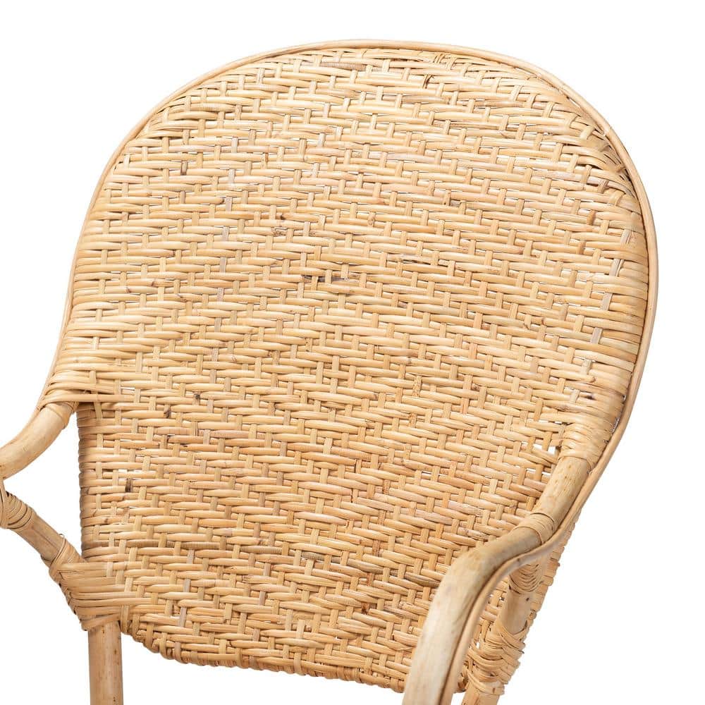 Low Brown Rattan and Cane Arm Chair