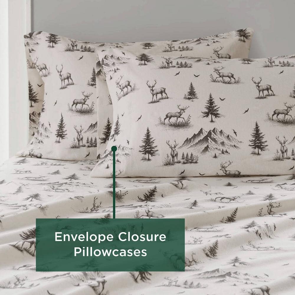 Gray Forest Cotton Flannel Queen Sheet Set