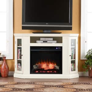 Sharielle 48 in. Touch Panel Electric Corner Electric Fireplace in Ivory
