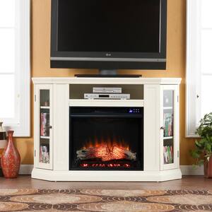 Sharielle 48 in. Touch Panel Electric Corner Electric Fireplace in Ivory