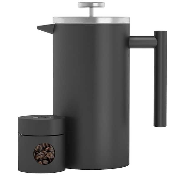 PRIMEPLUS 4 Cups 34 Oz. Gray Double Wall Stainless Steel French Press Coffee Maker