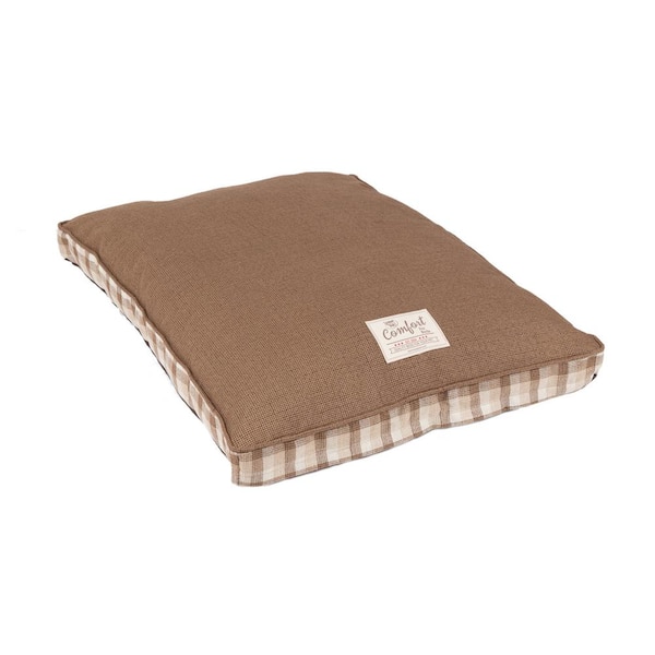 Happy Tails 36 in. x 27 in. Medium-Large Chocolate Fresh Linen and Plaid Bed
