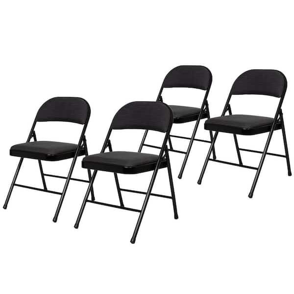Bernadine Basics Fabric Folding Chair, Black, Pack of 4