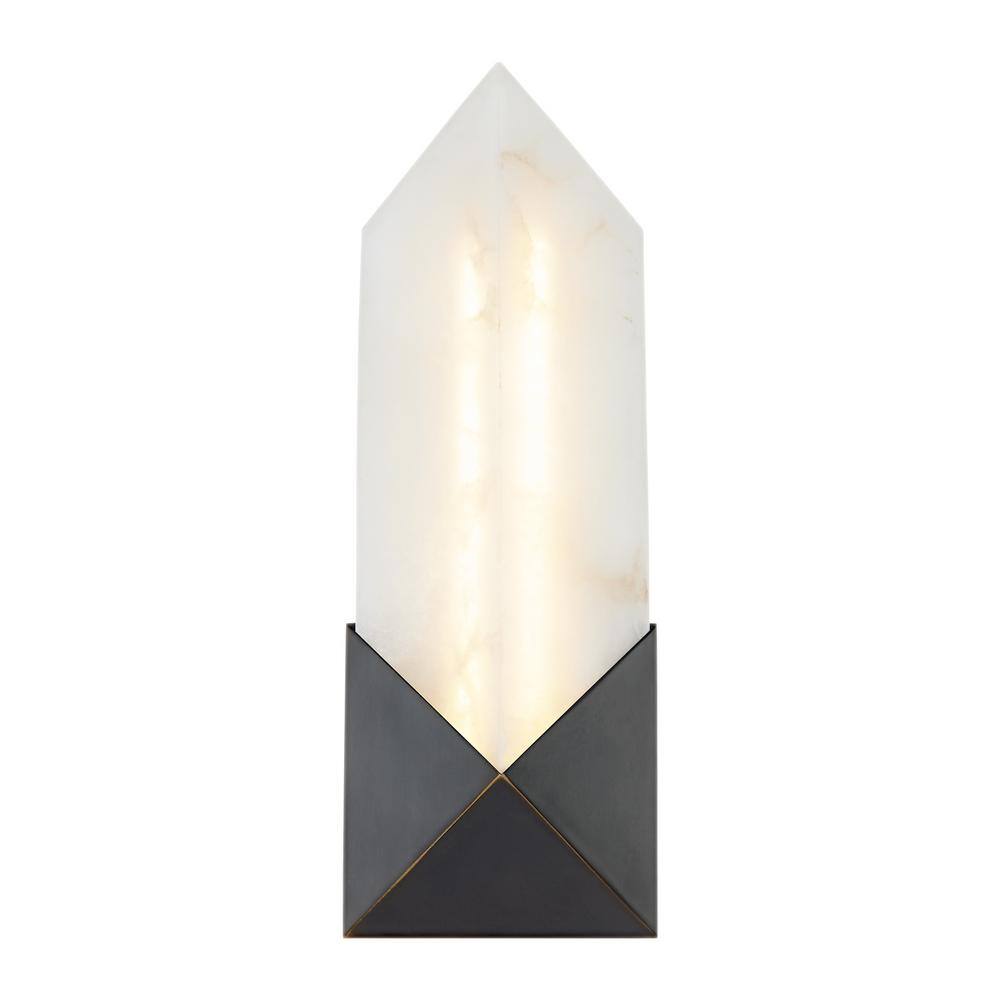 Caesar 12" Urban Bronze Dimmable LED Bath Sconce with Alabaster Shade
