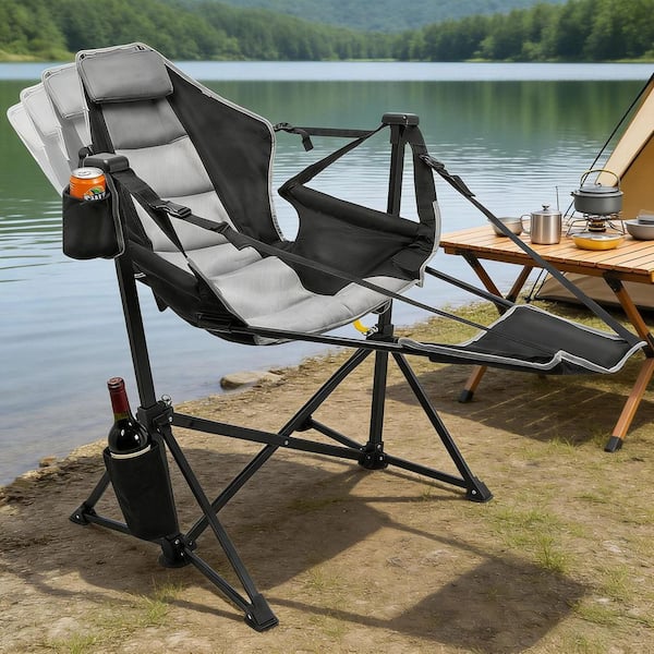 SUKLOM Folding Hammock Camping Chair with Footrest, 3-Position