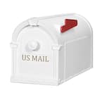 Hampton Post-Mount Mailbox, White with Gold Lettering