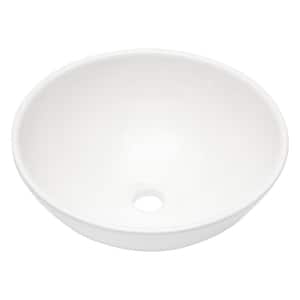 16 in. Bathroom Ceramic Round Vessel Sink Art Basin in White
