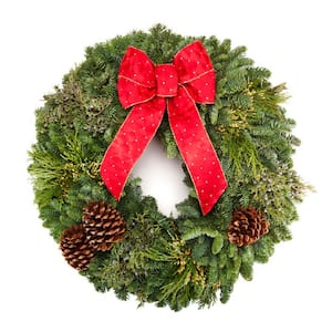 22 in. Fresh Noble Fir and Cedar Christmas Wreath with Naturally Colorful Berries and Pine Cones
