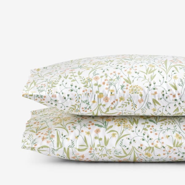 The Company Store Company Cotton Clemencia Mini Floral Peach Blossom Cotton Percale Standard Pillowcases (Set of 2)